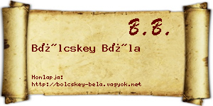 Bölcskey Béla névjegykártya